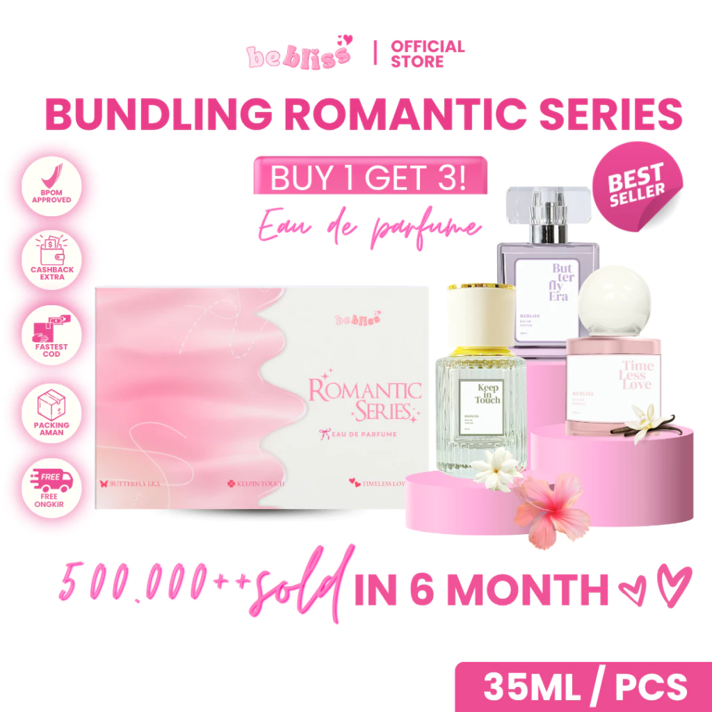 BEBLISS EAU DE PARFUME ROMANTIC SERIES BUY 1 GET 3PCS PARFUM SHIMMER SPRAY UNISEX PREMIUM TAHAN LAMA