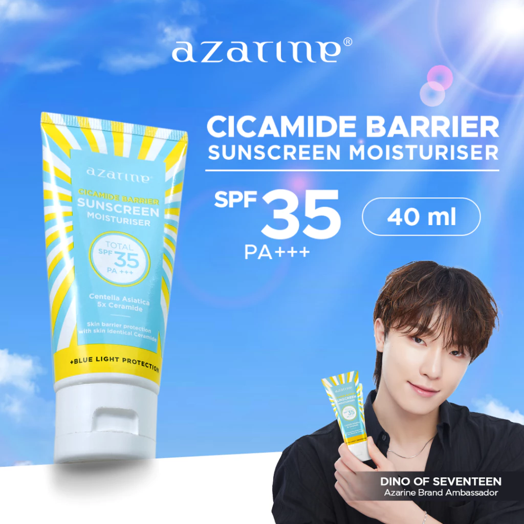 Azarine Cicamide Barrier Sunscreen Moisturiser SPF35 PA+++ [LOLOS UJI INVIVO INVITRO] Chemical Sunscreen Gel Untuk Skin Barrier Protection Sunscreen Kulit Kering Berjerawat Sensiti