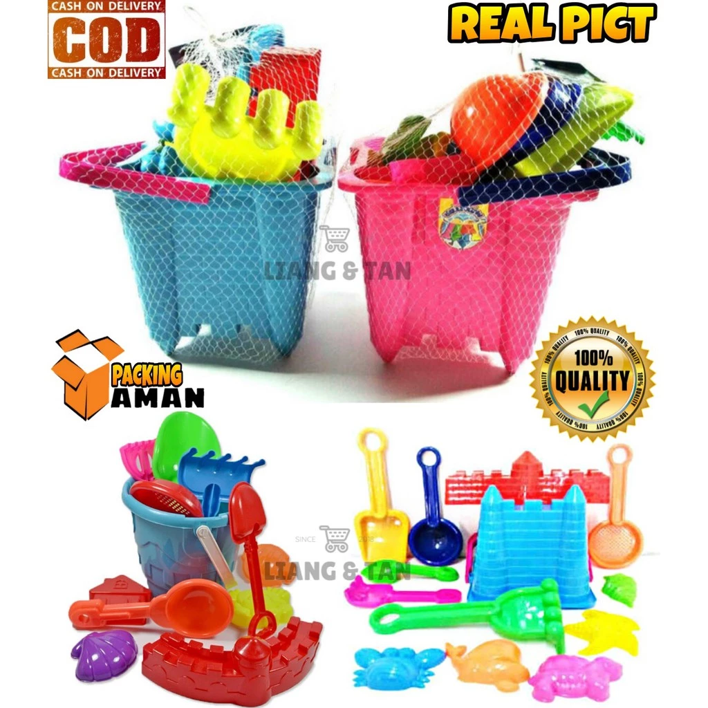 PROMO UKURAN BESAR Mainan Anak Ember Istana Pasir Dan Cetakan Sekop Ikan Siput Teman Renang Pantai