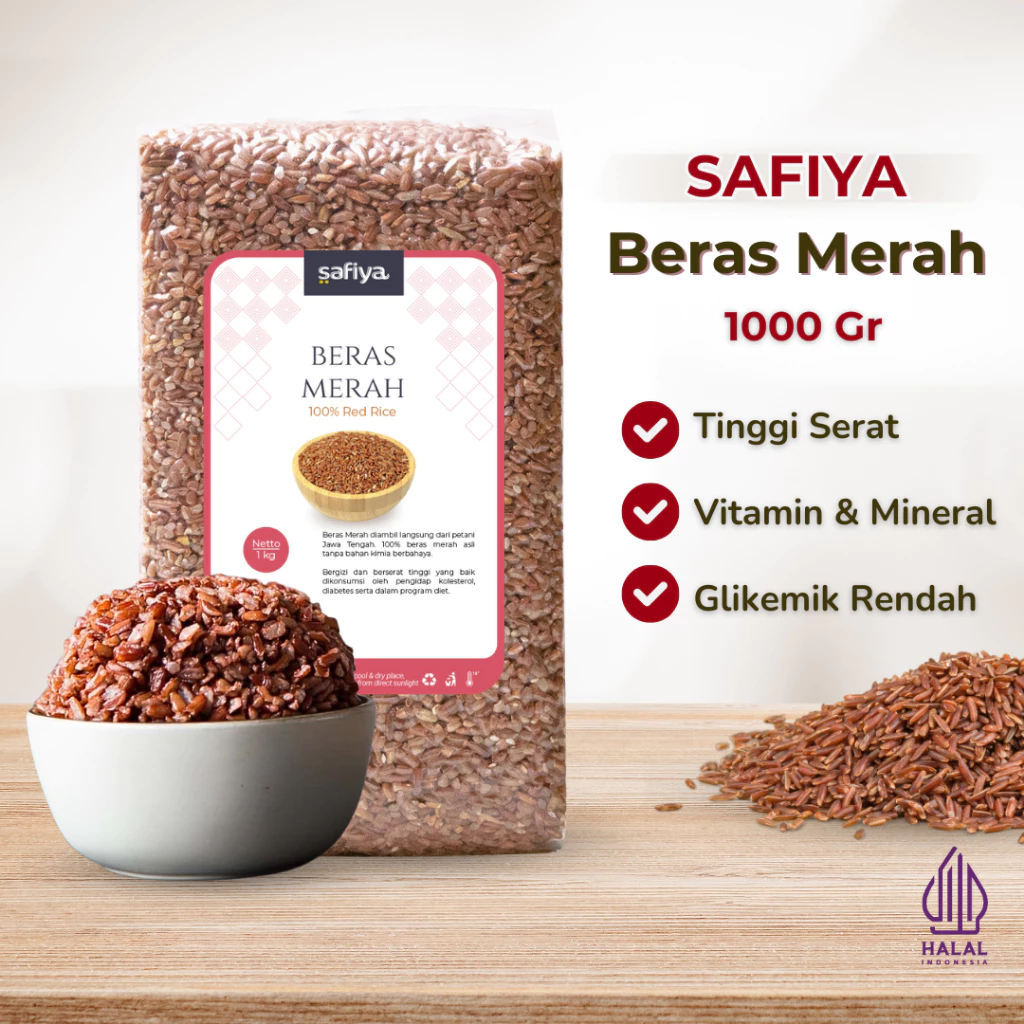 Safiya Beras Organik 1 Kg Beras Merah Diet Beras Pulen Pandan Wangi Premium