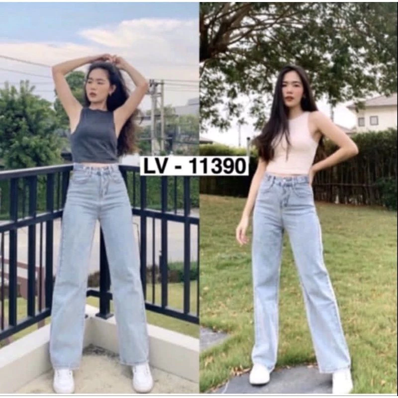 Highwaist Kulot Jeans wanita loose