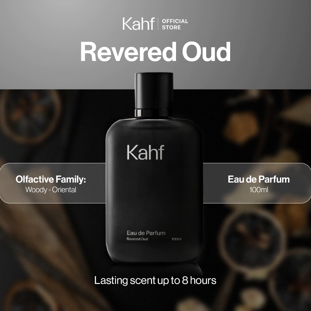 Kahf Revered Oud Eau de Parfum 100 ml Long-Lasting Fragrance (EDP) - Oud and Amber Scent - Wangi Tahan Lama - Luxury Scent