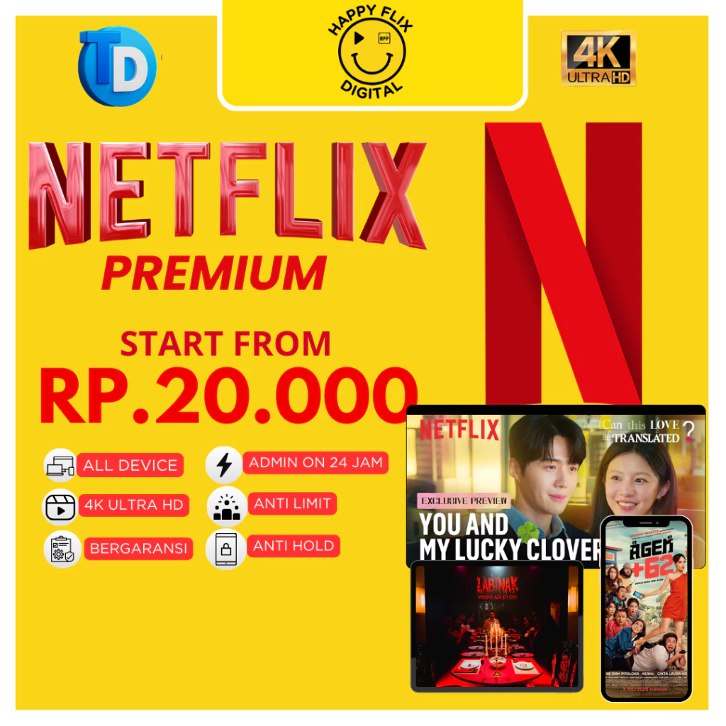 NETFLIXX PREMIUM 4K UHD BERGARANSI NO LIMT NO HOLD FULL GARANSI